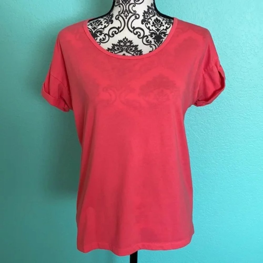 Fabletics Hot Pink Cuffed Sleeves Active Short Sleeve Tshirt Top XS
